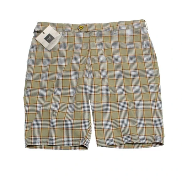 Meyer MMX NWT Slim Casual Shorts Size 36 US B-Pegasus Green Plaid Cotton Blend Men